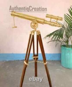 18 Inch Premium Brass Telescope With Wooden Tripod Vintage Marine Scope Shiny