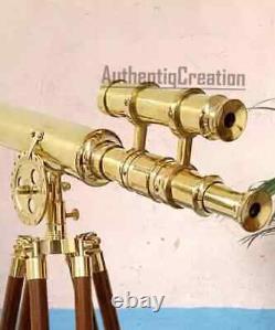 18 Inch Premium Brass Telescope With Wooden Tripod Vintage Marine Scope Shiny