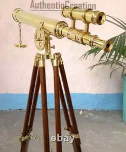 18 Inch Premium Brass Telescope With Wooden Tripod Vintage Marine Scope Shiny