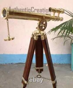 18 Inch Premium Brass Telescope With Wooden Tripod Vintage Marine Scope Shiny