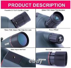 25-75x70mm HD Spotting Scopes BAK4 Prism FMC Zoom Waterproof Telescope