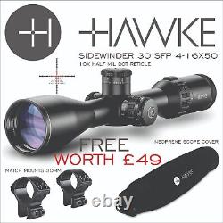 Hawke Sidewinder 30 SF 4-16x50 10x Half Mil Dot Rifle Scope RRP £599