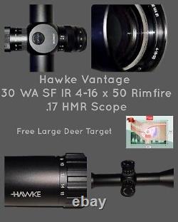 Hawke Vantage 4-16x50 WA Side Focus IR Rimfire. 17 HMR Etched Reticle 14294 Gift