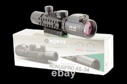 Konus Pro AS-34 2-6x28 Rifle Scope Etched Illuminated Mil Dot + Dual Mount