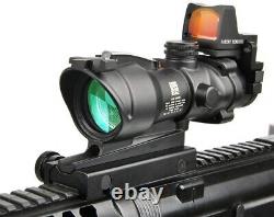 Military Spec ACOG 4x32 Tactical Optics Sight SF & Red Dot RMR mounted on top