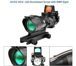 Military Spec ACOG 4x32 Tactical Optics Sight SF & Red Dot RMR mounted on top