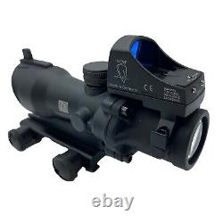 NEW Airsoft ACOG 4x32 Mil-Dot Optic Sight Scope with DOCTOR Red Dot BLACK UK Stock