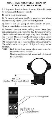 Sportsmatch WULF ATP61 30mm 2 Piece Extra High Adjustable Scope Mounts 9-11mm