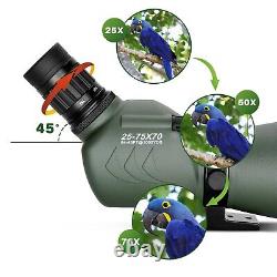 Spotting Scope with Tripod Phone Adapter 25-75 X 70 BAK4 Monocular Telescope