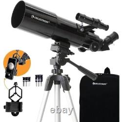 Travel Scope Portable Refractor Telescope with 80mm lens, Fully-Coated Glass