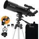 Travel Scope Portable Refractor Telescope With 80mm Lens, Fully-coated Glass