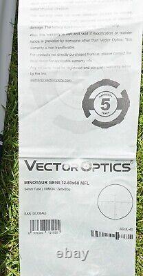 Vector optics Minataur GEN II 12-60 X60 with unused mounts & anti cant bubble