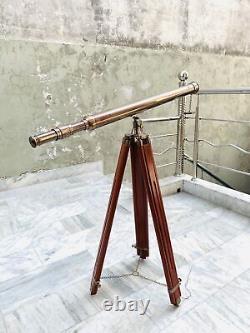 Vintage Telescope Marine Nautical Brass Pirate Spyglass Scope With Tripod Stand