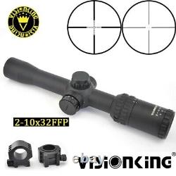 Visionking 2-10x32 FFP Rifle Scope Mil-dot Sight +21mm Picatinny Mount Rings