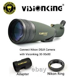 Visionking 30-90x90 45° Angled Zoom Waterproof Spotting Scope DSLR Camera Mount